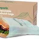 Compostic Home Compostable Resealable Sandwich Bags, Microwave & Freezer Safe, Organic Food Storage Container, 90 Count + 10 Bonus Bags
