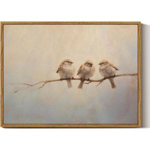 InSimSea Vintage Framed Wall Art, Three Birds Prints Vintage Wall Decor, Bedroom Living Room Bathroom Office Rustic Canvas Art 12x16in