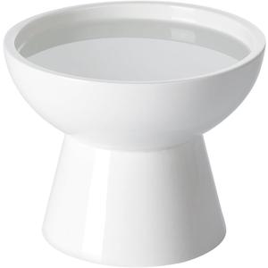 LoeJan Elevated Cat Food and Water Bowls Set, Extra Wide and Raised Ceramic Bowls, Anti-Vomit Whisker-Free Pressure Cat Feeder for Kittens to Adult Cats and Small Dogs (White, Water Bowl)