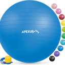 APEXUP Yoga Ball Exercise Ball Anti Slip Heavy Duty for Fitness, Balance & Core Workout (M (19"~22) 55cm, Blue)