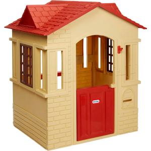 Little Tikes Cape Cottage Playhouse with Working Door, Windows, and Shutters - Tan, Toddlers Ages 2+ Years, Small