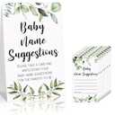 Spakon  Baby Shower Games, Greenery Name Suggestion Sign 50 Funny Baby Shower Name Suggestion Cards for Gender Reveal Birthday Party Supplies Decorations