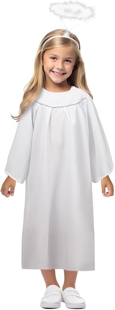 HOMELEX Kids Angel Costume With Halo Christmas Church Robes Angel Dress for Girl (Large)