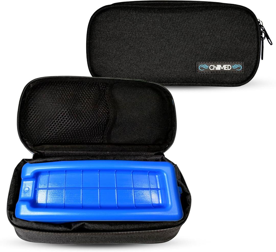 Insulin Cooler Travel Case - Travel Bag with Ice Pack for Diabetic Pens, Medical Cooler Bag with Pocket for Pen Tips - Up to 12 Hour Chill Time (Black)