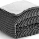 Sherpa Blanket Throw - Soft Cozy Fleece, Warm for Winter, Reversible for Sofa, Grey, 50 x 60 Inches