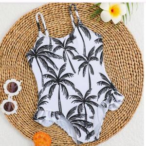 IFFEI Baby Swimsuits One Piece Swimwear Beachwear | Perfect for Family Vacations, Flattering High Waist Fit, Beach Ready Style, Stretch Comfort, Summer Must Have (White), 3-4Y