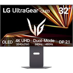 LG 32GX870A-B 32-inch Ultragear 4K UHD (3840 x 2160) OLED Gaming Monitor, Dual-Mode, 240Hz, 0.03ms, NVIDIA, AMD FreeSync Premium Pro, VESA DisplayHDR True Black 400, USB Type-C, DP2.1