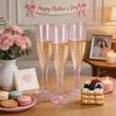 WDF 36 Pack Pink Glitter Plastic Champagne Flutes - 7OZ Disposable Pink Glasses Glitter Champagne Flutes Plastic for Party/Wedding/Spring/Mother's Day