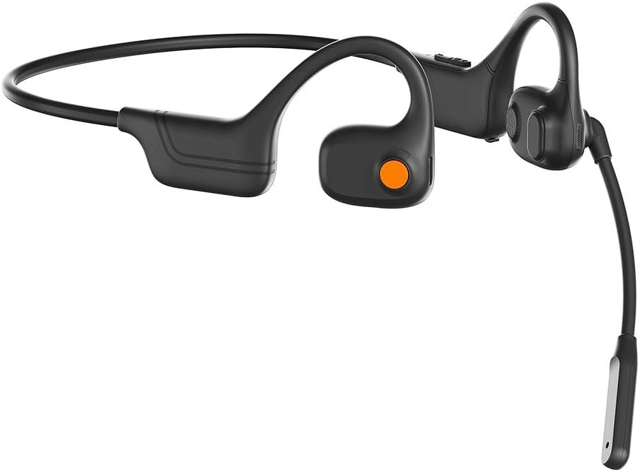 AYI Open Ear Air Conduction Bluetooth Headphone Dual Mic Rotatable Boom Mic Active Noise Cancellation IPX5 Waterproof Bluetooth 5.4 Pain-Free Design for Sports Work Outdoor Activities-DG Black