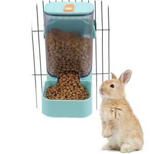 PODOO Rabbit Food Water Dispenser, 24oz No Drip Bunny Water Feeder, 34oz Large Hanging Automatic Pet Food Dispenser, Hanging Outside or Inside The Cage for Small Animals (Food+Water)