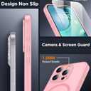 2 x SPIDERCASE Designed for iPhone 15 Pro Max Case, Magnetic Translucent [2 Tempered Glass Screen Protector] [Full Camera Protection] Anti-Fingerprint Anti-Scratch for iPhone 15 Pro Max 6.7, Pink