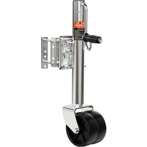 2000 lbs Trailer Jack with Dual Wheel, Heavy Duty Swivel Boat Jack, 12" Lift, Bolt-on Tongue Trailer Jacks for RV Boat Trailers, Silver