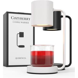 Cozyberry Querencia Candle Warmer Lamp, Timer, 2 x Bulbs Included, Compatible with All Candles, Candle Lamp, 110-120V, Dimmable Candle Melter, Small & Large Size Jar Candles (White)