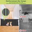 Reinforced 80 Inch Retractable Baby Gate Extra Wide Baby Gate for Wide Openings, Indoor/Outdoor Retractable Dog Gate for Doorway, Mesh Dog Gate Indoor Prevent Babies/Pets from Crawling Under, Black, Size: 33" Tall x 80" Wide（ With Reinforced Bar ）