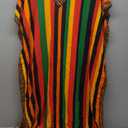 Chunoy Women V Neck Kaftan Casual Bathing Suit Kimono Sleeve Side Split Beach Cover Up Caftan Dress (One Size, Multicolor Stripes)