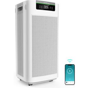 Air Purifier for Home Large Room 3800 ft, APP & Alexa, True HEPA Activated Carbon Air Filter, Smart HEPA Air Purifiers for Office Dust Pollen Smoke Allergies Odors Pet Dander VOCs, JF888 White