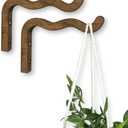EvenWood 2-Piece Set of Wavy Wooden Wall Planters for Indoor Plants 6 Inch - Natural Plant Hook for Wall Plant, Wind Chimes, Flower Brackets, Patio Garden Decorations - Bracket Plant Hanger (Walnut)