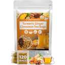 2 x 120 Turmeric ginger cinnamon tea bags organic, 100% Natural, No Additives, Caffeine Free, Improve Digestion, Skin and Sleep