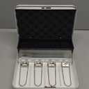 Cash Box with Money Tray and Combination Lock, Parrency Large Money Box, 5 Compartments for Coins & 4 Spring-Loaded Clips for Bills, 11 4/5" x 9 2/5" x 3 1/2", White