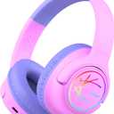 iClever Kids Bluetooth Headphones with LED Lights, BTH18 Safe Volume 74/85dBA, 43H Playtime, Bluetooth5.3 Kids Headphones Wireless Aux Cord for iPad/Tablet/Travel/School, Pink/Blue