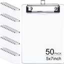 50 Pack Clear Small Clipboard, 5 x 7 Mini Size for Classroom, Students, Teacher, Nurse,Clip Board with Low Profile Clip, Office & School Supplies