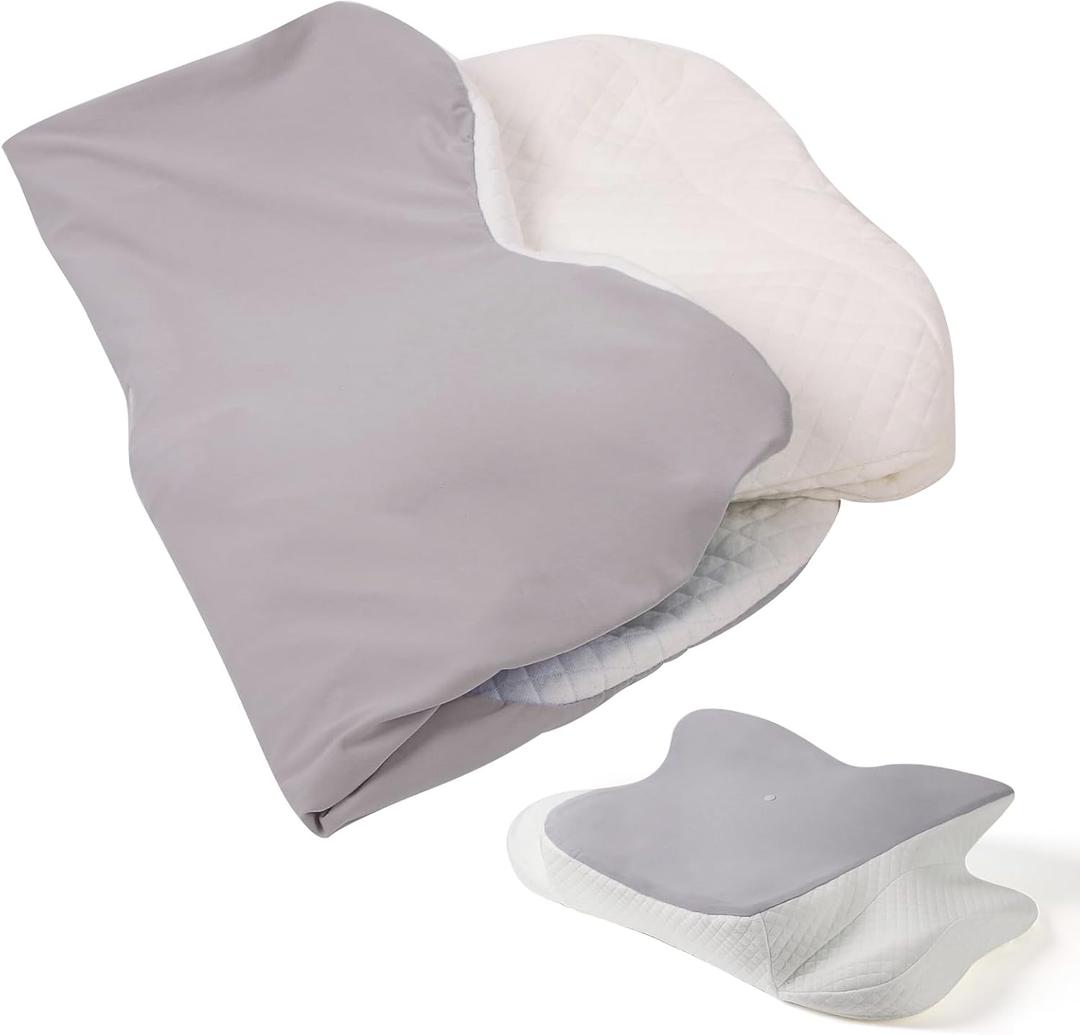 Cervical Pillow Case Compatible with Donama(Only for Standard Size),Comfortable and Breathable Pillowcase for Cervical Pillow, Pillow Case Only, Pillow Not Included,1PC (Gray)