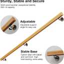4FT Solid Wood Stair Handrail for Indoor Stairs, Outdoors Stair Railings, Sturdy Wall Mounted Non-Slip Safety Design, Elderly-Friendly & Child-Safe, with Adjustable Angle Brackets