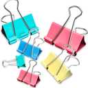 Binder Clips - Assorted Sizes 100 Count, X Large, Large, Medium, Small, Mini Paper Clamps Combination, Suitable for Office Supplies, Home, and School Use (Colorful)