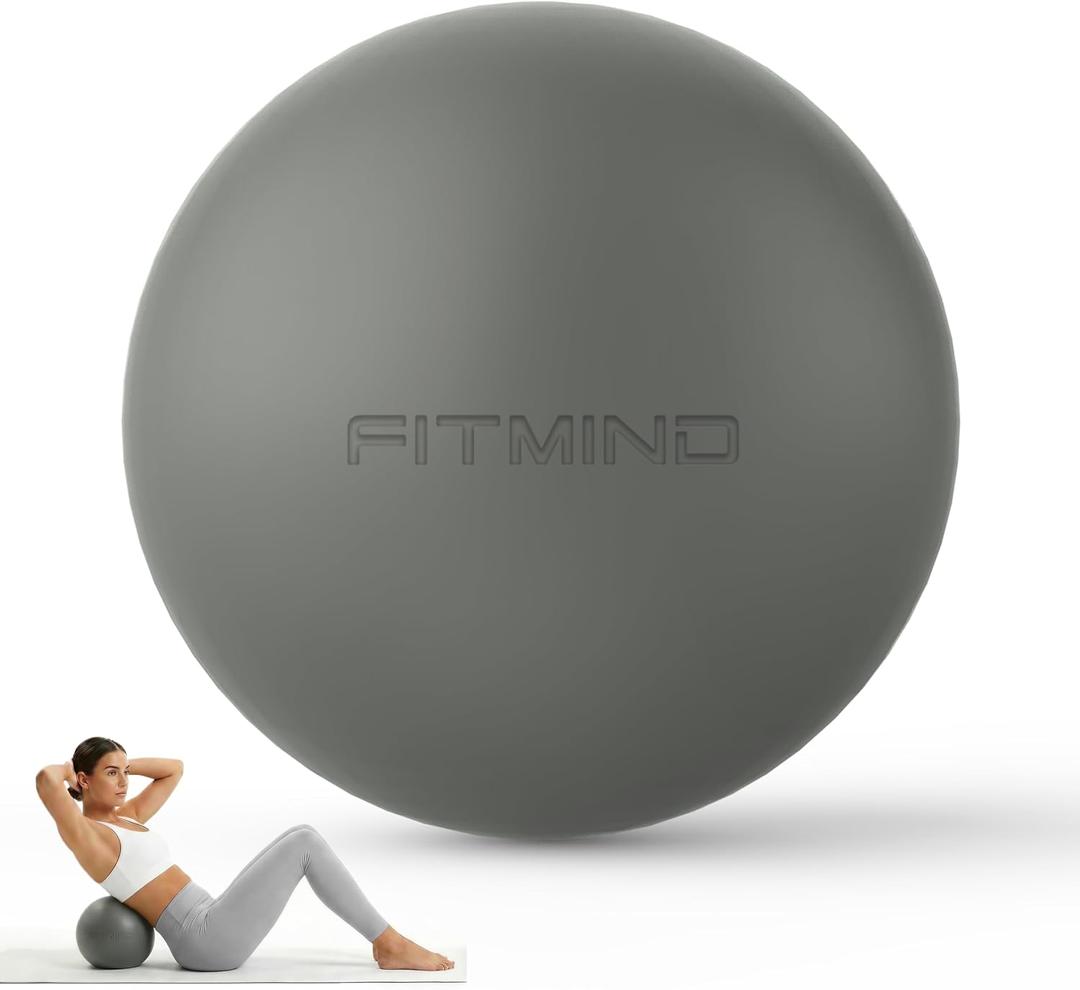 Pilates Ball 8 inch, Small Yoga Ball Extra Thick, Mini Pilates Ball with Pump, Non-Slip Surface Small Exercise Ball for Physical Therapy, Stretching, Strength & Core Training (Dark Gray)
