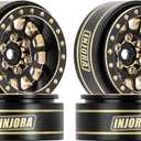 INJORA 1.0 Plus Brass Beadlock Wheel Rims 4PCS 12-Spoke Wheels for TRX4M SCX24 FCX24 1/24 1/18 RC Crawler,42g/pcs(Black&Gold)