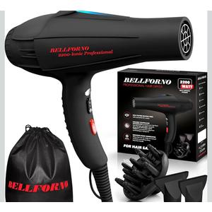 Professional 2200W Diffuser Hair Dryer for Curly and Natural Wavy Hair, Low Noise Negative Ionic Blow Dryer with Diffuser, The New Upgraded Motor & Ceramic Technology for Fast Drying by BELLFORNO