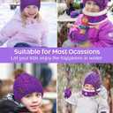 Senker Fashion Winter Kids Hat and Gloves Set for Boys Girls Toddler Pompom Knit Thick Warm Fleece Lined Cold weather (Pink Purple)