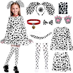 Dalmatian Costumes Kids,101 Girls Dalmatian Costume Shirt Tutu Outfit with Accessories for 101 Days of School (120) Dalmatian Costumes Kids,101 Girls Dalmatian Costume Shirt Tutu Outfit with Accessories for 101 Days of School (120)