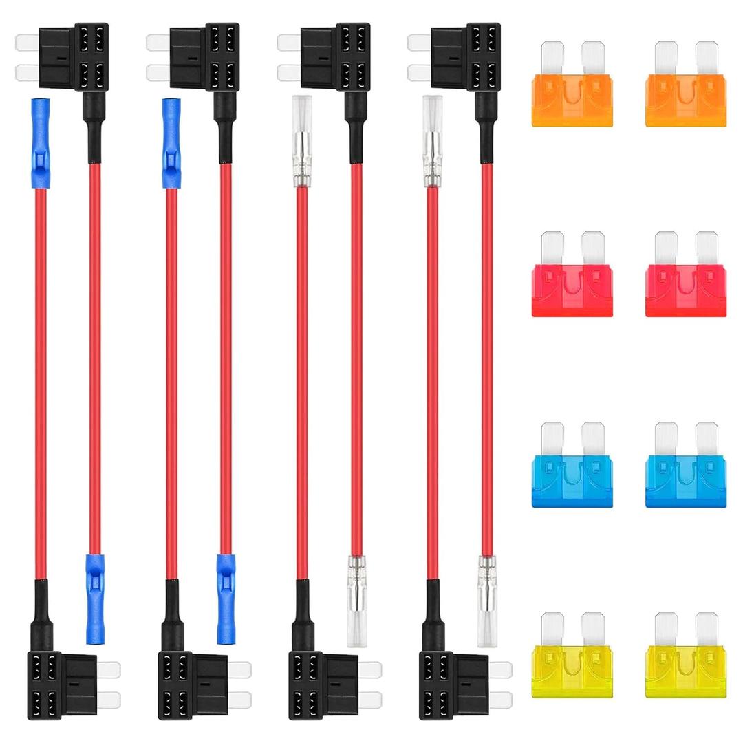 Standard Add a Circuit Fuse Tap APR ATC 12V Automotive Replacement Holder Adapter Fuses Taps Connector ATO ATS 12 Volt with 8Pcs 5 10 15 20A Car Blade FusePack of 16pcs
