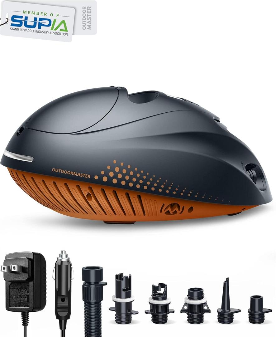 Outdoor Master 16PSI High Pressure SUP Air Pump with Rechargeable Battery The Whale - Intelligent Dual Stage Inflation & Auto-Off Feature and Deflation Function for Inflatable Stand Up Paddle Boards