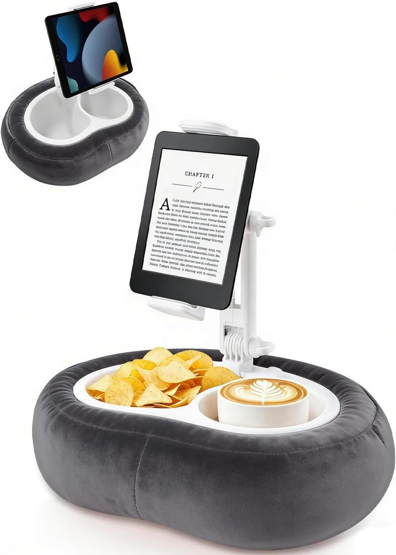 Miledi Tablet Pillow Stand, Compatible with 4.7"-12.9" Kindle, iPad, Phone/Tablet, 360 Rotating Phone Holder for Bed, Detachable Bowl, Reading and Relaxation on Bed (Black)