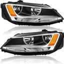 APSVE For 2011-2018 Volkswagen Jetta MK6 Headlights Headlamps Left Right Chrome (Chrom Housing; Amber Corner; Clear Lens)