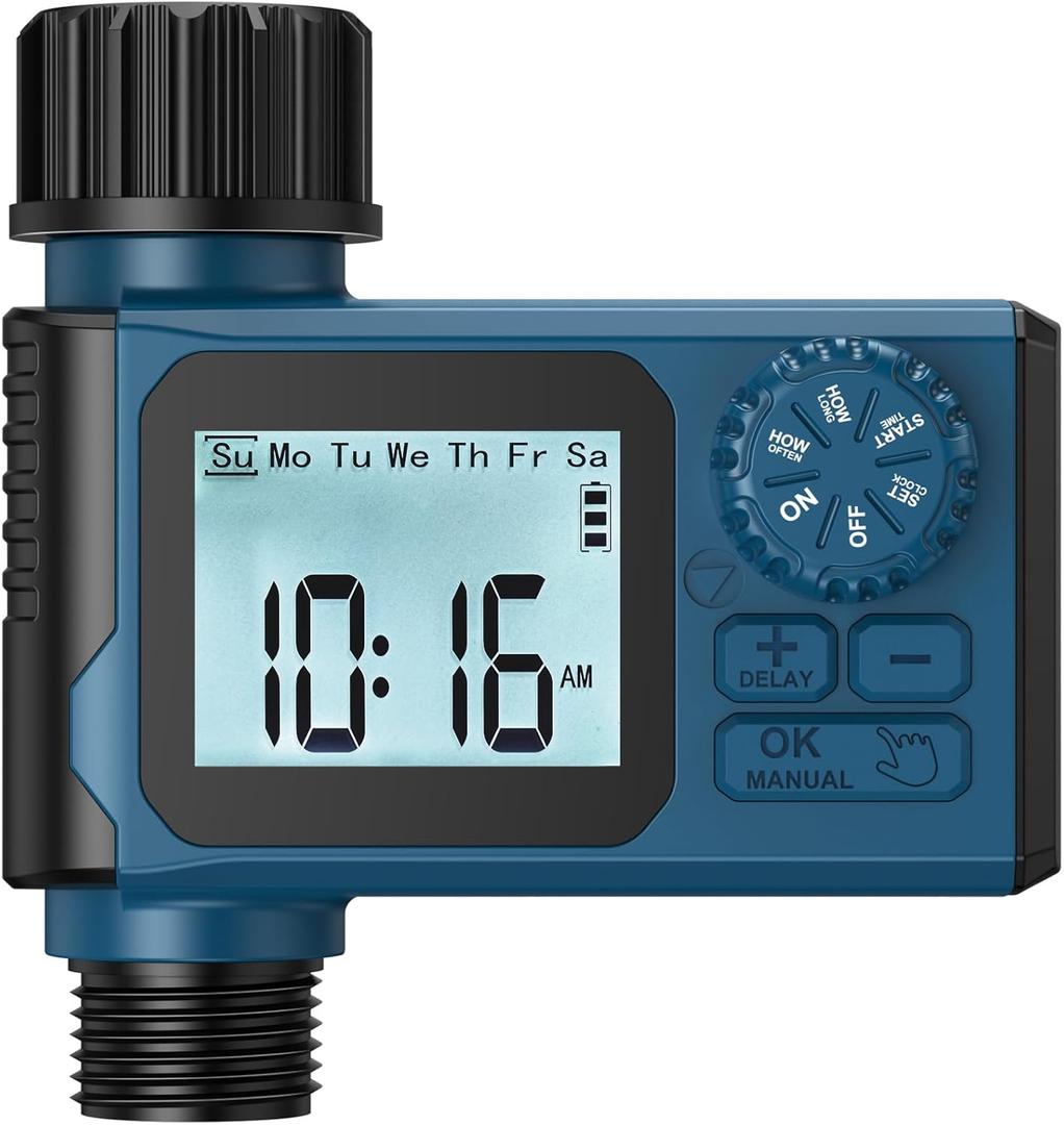Sprinkler Timer, Hoses Timer for Watering, Water Scheduling Device for Tube Programmable with Auto/Manual/Rain-Delay Watering System, Water Hoses Timers for Yard, Lawn, Pool (Blue)