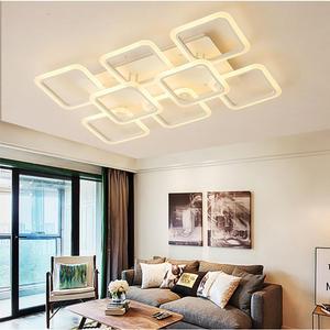 LED Dimmable Ceiling Light Fixture,38 Inch 8-Lights Modern Ceiling Lights Flush Mount 128W Chandelier for Living Room Bedroom Kitchen,White Rectangle Acrylic Ceiling Lighting