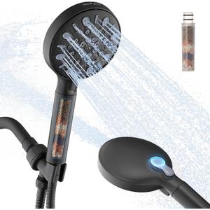 Filtered Shower Head with Handheld, 8 Spray Mode High Pressure Showerhead with Filters, Detachable shower head, Water Softener Filters for Hard Water, Remove Chlorine(AM-US-N8HS702MB-NA)