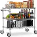 Commercial Rolling Utility Cart,45In Large Kitchen Carts with Wheels