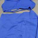 ABOCIW Workout Sets for Women 2 Piece Seamless HIgh Waist Scunch Butt Lifting Leggings Strappy Sports Bra Gym Outfits (Medium, Electric Blue)