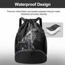 Hoedia Sports Drawstring Backpack - String Swim Gym Bag with Shoes Compartment and Wet Proof Pocket for Women&Men