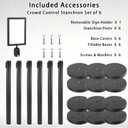 Crowd Control Stanchion Set with Sign Topper,Black Stanchion with 6.6 ft Black Retractable Belt Barriers,Crowd Control Barriers with Durable Refillable Enlarged Base 6 Pcs