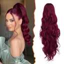 BARSDAR Red Ponytail Extension - 20 Inch Wavy Claw Clip Ponytail Hair Extensions for Women - Synthetic Claw Clip in Pony Tails Hairpieces Daily Party Halloween - Red