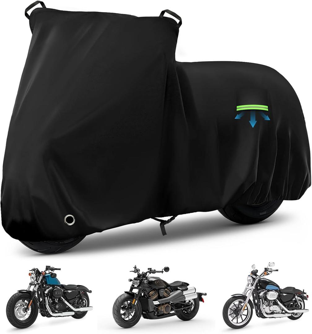 Motorcycle Cover Waterproof for Nightster/Nightster Special/Sportster S/Sporster 883/SuperLow, Heavy Duty Sun UV Rain Dust All Weather Protection Motorbike Cover with Soft Cotton Lining & Lock Hole