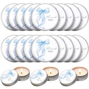 Nuanchu 50 Pieces Blue Bow Baby Shower Party Favors for Guests Blue Coquette Birthday Favors Thank You Candles Bulk Gender Reveal Gifts for Wedding Bow