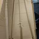 57" Large Gold Easel Stand for Sign with Fleur De Lis Design, Metal Easel Display Stand with Adjustable Hook & Chain, Heavy Duty Easel for Mirror, Sign, Wedding, Picture (No Installation Required)