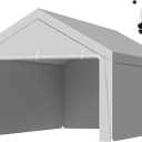 VEVOR Carport Replacement Canopy Cover, 12 x 20 ft Potable Garage Tent Top Tarp with Sidewalls, UV-Resistant & Waterproof, Heavy Duty Car Shelter Tarp with Ball Buggees, Grey, Frame Not Included