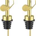 Olive Oil Dispenser Spout, Weighted Liquor Pour Spout, Syrup Dispenser Spout, Stainless Steel Automatic Pour Spouts for Liquor Bottles, Oil Bottles, Vinegar, Syrup and Alcohol 2 Pack Golden